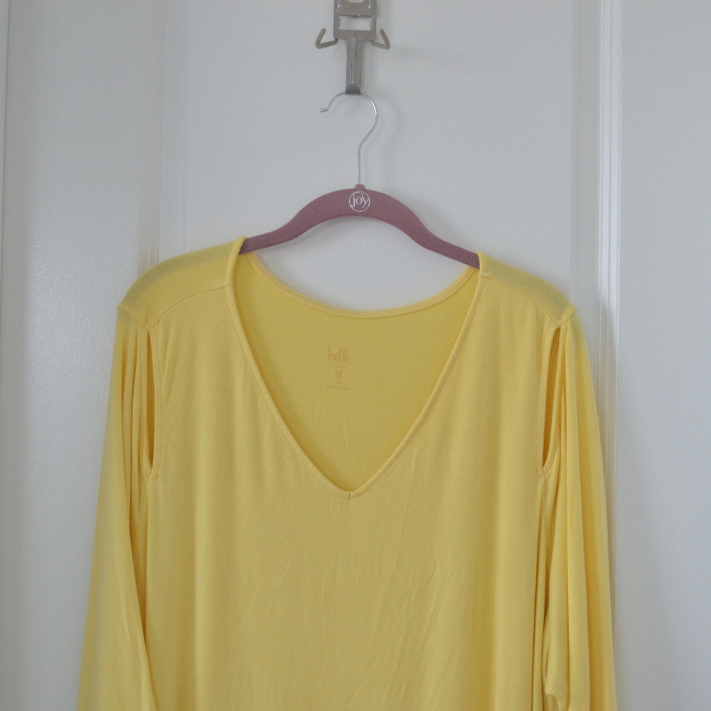Yellow V Neck Tunic with Cut Out Details